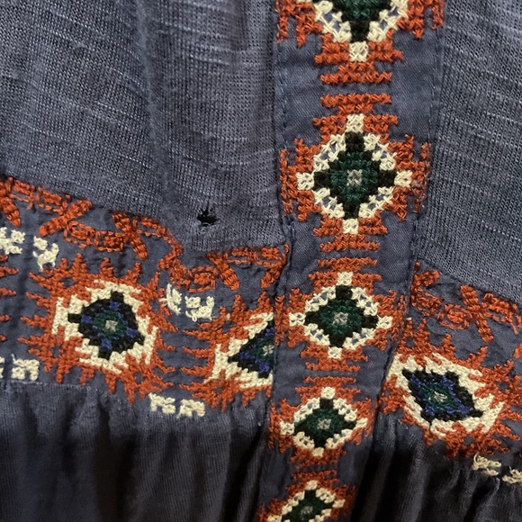 Free People Blue Aztec Embroidered Tassel Mini Dress - Picture 5 of 8